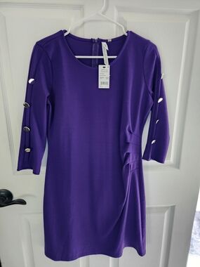 Women’s Purple Dress with Accent Buttoned Sleeves
